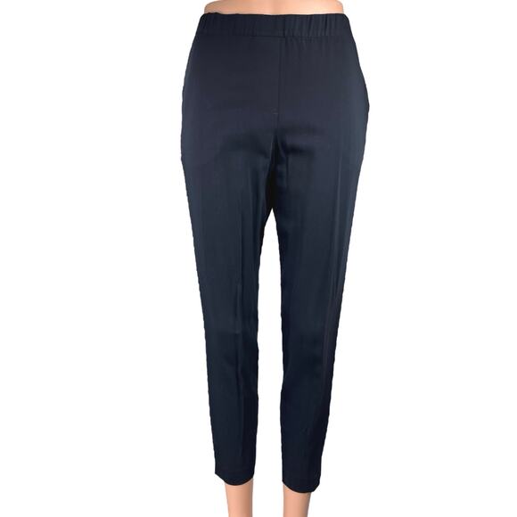 Theory Black Mid Rise Skinny Elastic Waist Pull On Crop Trousers Pants Size 2 - Picture 1 of 5